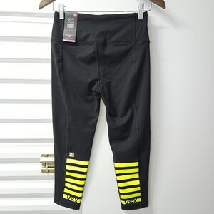 NWT VSX Sport Knockout‎ Capri Leggings Womens Small Black Neon Yoga Gym